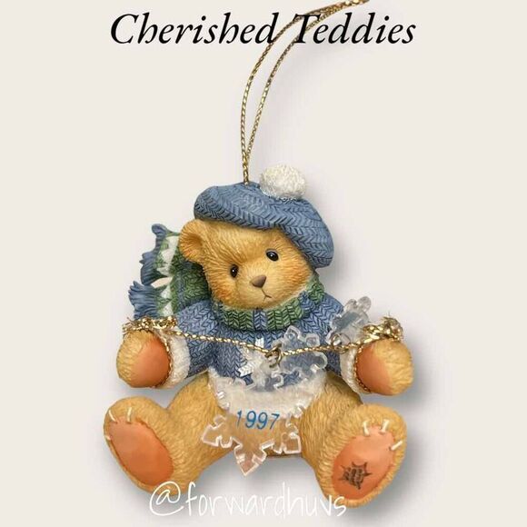 Cherished Teddies Ornament - Bear With Dangling Snowflakes (1996) In Box - Picture 1 of 7
